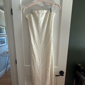 BP Strapless Ivory Lace Maxi Dress